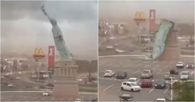 બ્રાઝિલમાં હવાએ રૌદ્ર સ્વરૂપ ધારણ કરતાં 'સ્ટેચ્યૂ ઓફ લિબર્ટી'ની વિશાળ પ્રતિકૃતિ ધરાશાયી! જુઓ વા