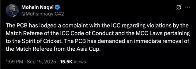 PCB ચીફ મોહસીન નકવીની X પોસ્ટ વાયરલ