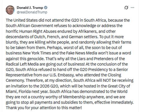 અમેરિકન રાષ્ટ્રપતિએ પોસ્ટ શેર કરીને માહિતી આપી